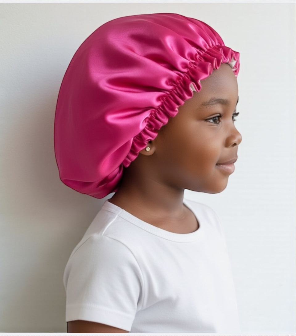 Kids Adjustable Double-Layered Reversible Satin Silk Bonnet Caps (1–5 Years) - Fatisha Boutique #