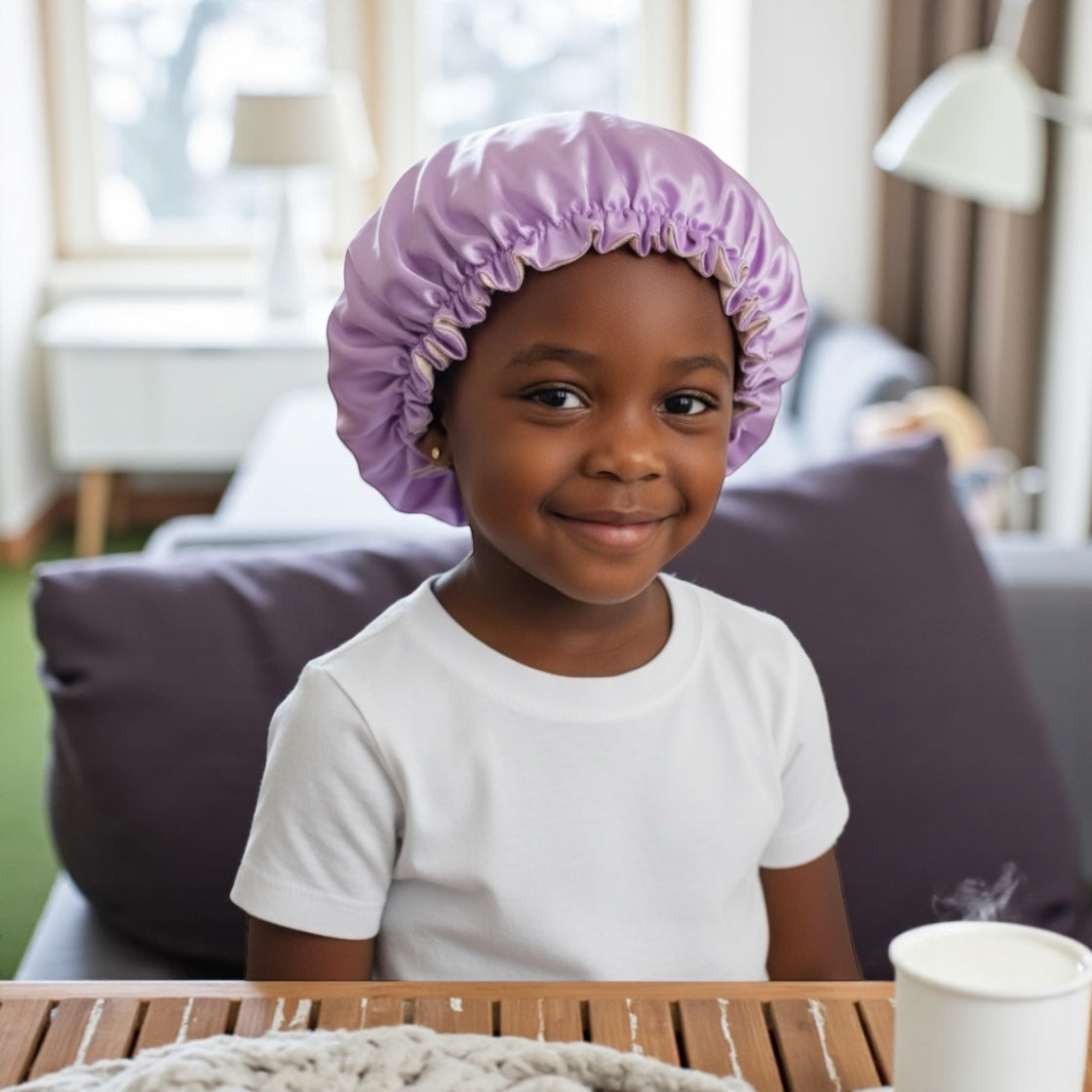 Kids Adjustable Double-Layered Reversible Satin Silk Bonnet Caps (1–5 Years) - Fatisha Boutique #