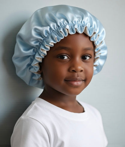 Kids Adjustable Double-Layered Reversible Satin Silk Bonnet Caps (1–5 Years) - Fatisha Boutique #