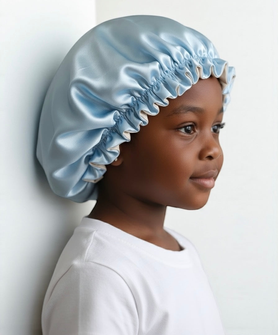 Kids Adjustable Double-Layered Reversible Satin Silk Bonnet Caps (1–5 Years) - Fatisha Boutique #
