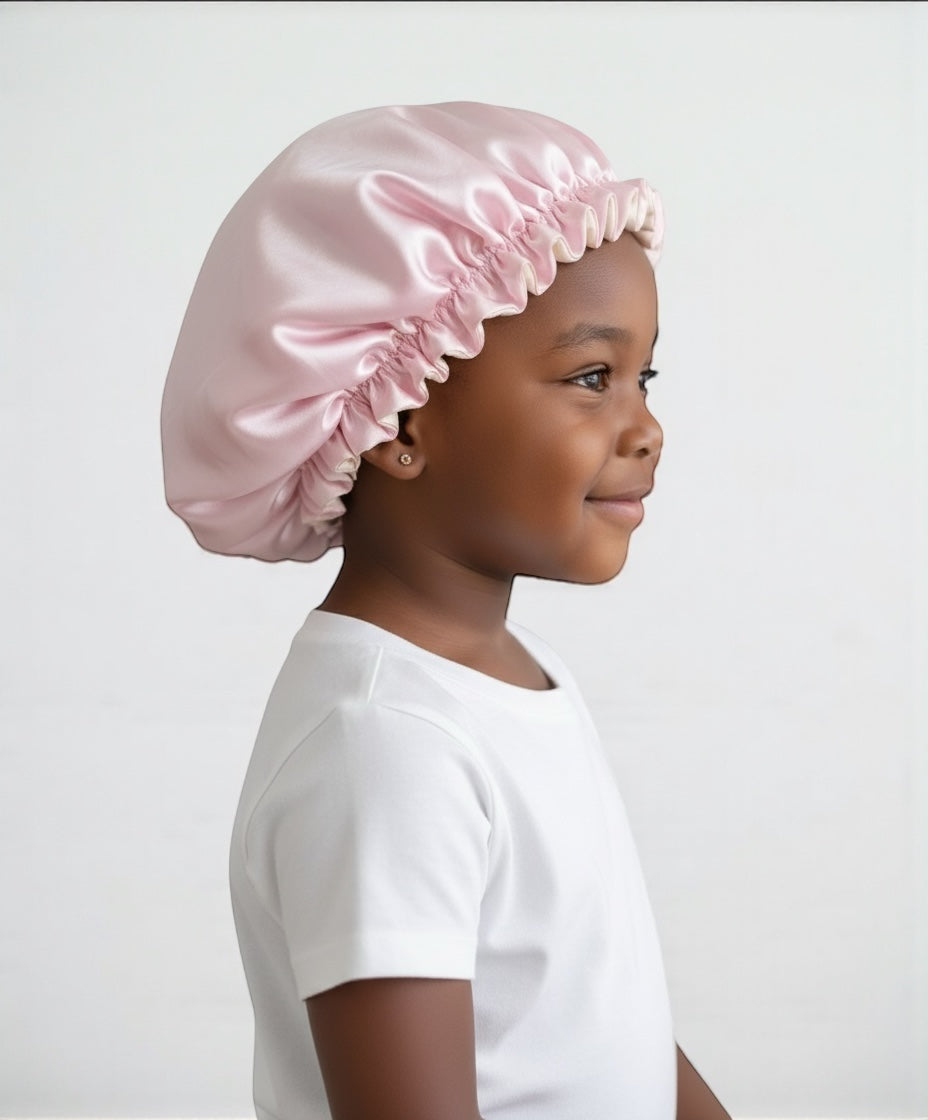 Kids Adjustable Double-Layered Reversible Satin Silk Bonnet Caps (1–5 Years) - Fatisha Boutique #