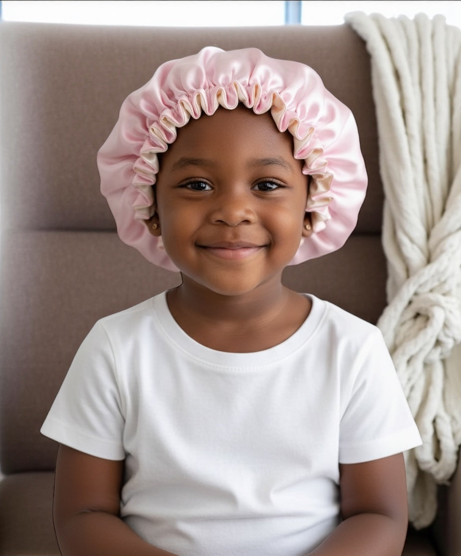 Kids Adjustable Double-Layered Reversible Satin Silk Bonnet Caps (1–5 Years) - Fatisha Boutique #