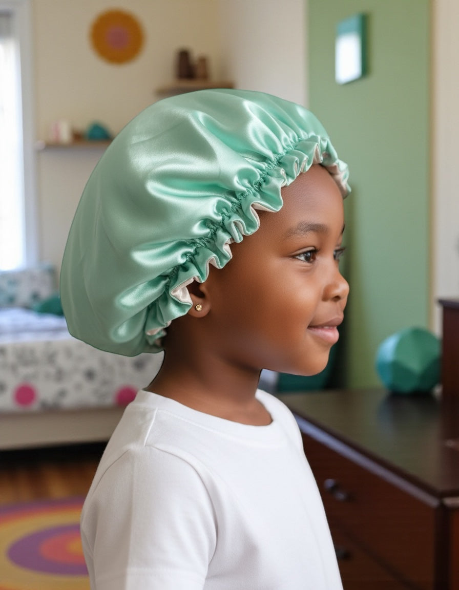 Kids Adjustable Double-Layered Reversible Satin Silk Bonnet Caps (1–5 Years) - Fatisha Boutique #