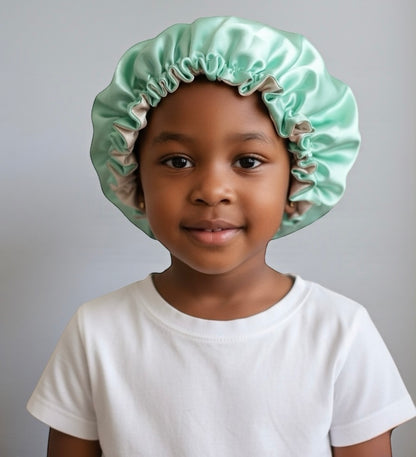 Kids Adjustable Double-Layered Reversible Satin Silk Bonnet Caps (1–5 Years) - Fatisha Boutique #
