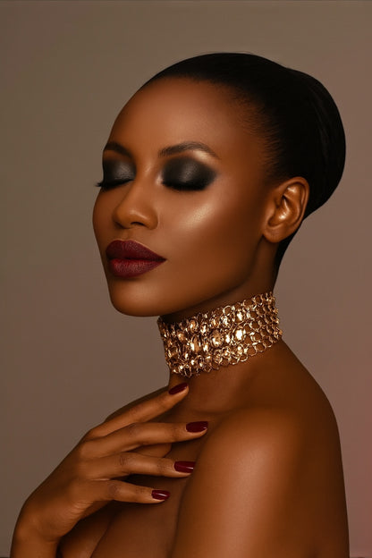 Elegant Chunky Rhinestone Choker Necklace – Statement Crystal Collar in Gold, Silver, Multicolour - Fatisha Boutique #