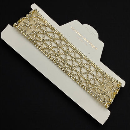Elegant Sparkling Rhinestone Choker Necklace – Gold & Silver Glam Jewellery - Fatisha Boutique #