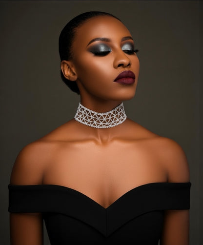 Elegant Sparkling Rhinestone Choker Necklace – Gold & Silver Glam Jewellery - Fatisha Boutique #