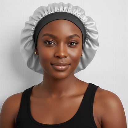 Single Layer Satin Silk Bonnet Cap – Wide Band Night Sleep Hat for Braids, Locs & Curly Hair - Fatisha Boutique #