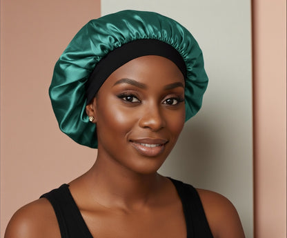 Adjustable Satin Silk Bonnet Cap – Large Single Layer with Velcro Back Band for All Hair Types - Fatisha Boutique #