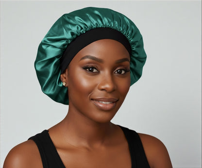 Adjustable Satin Silk Bonnet Cap – Large Single Layer with Velcro Back Band for All Hair Types - Fatisha Boutique #