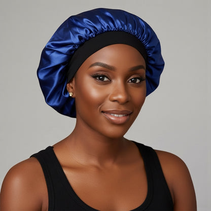 Adjustable Satin Silk Bonnet Cap – Large Single Layer with Velcro Back Band for All Hair Types - Fatisha Boutique #