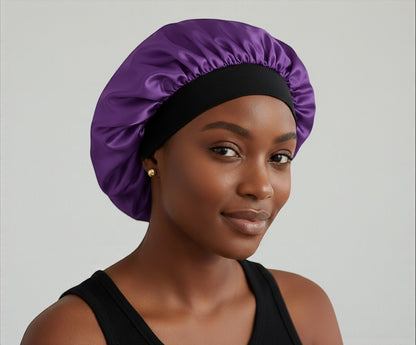 Adjustable Satin Silk Bonnet Cap – Large Single Layer with Velcro Back Band for All Hair Types - Fatisha Boutique #