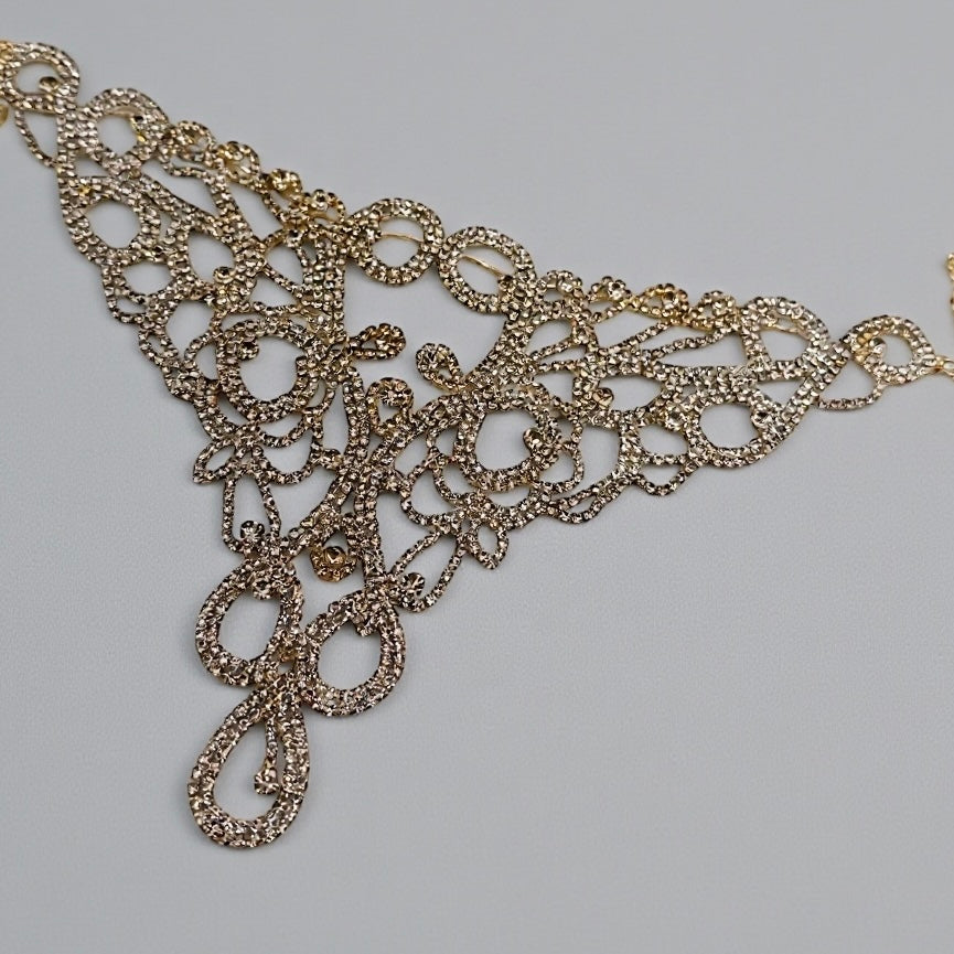 Elegant Sparkling Rhinestone Statement Choker Necklace – Gold & Silver Glamour - Fatisha Boutique #