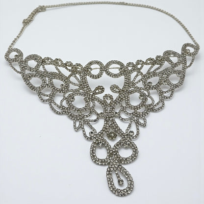 Elegant Sparkling Rhinestone Statement Choker Necklace – Gold & Silver Glamour - Fatisha Boutique #