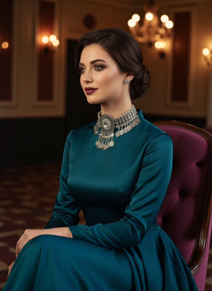 Bohemian Tribal Coins Choker Necklace – Ethnic Rhinestone Statement Jewellery - Fatisha Boutique #