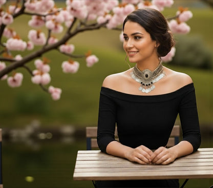 Bohemian Tribal Coins Choker Necklace – Ethnic Rhinestone Statement Jewellery - Fatisha Boutique #