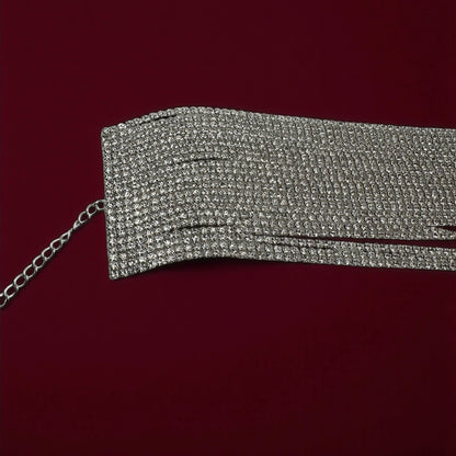 Elegant Rhinestone Layered Statement Choker Necklace – Silver & Gold Options - Fatisha Boutique #