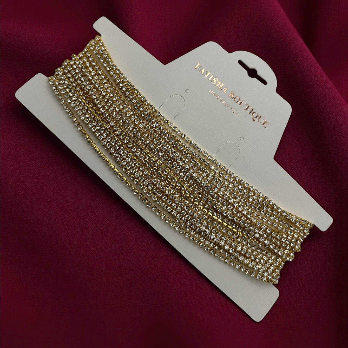 Elegant Rhinestone Layered Statement Choker Necklace – Silver & Gold Options - Fatisha Boutique #