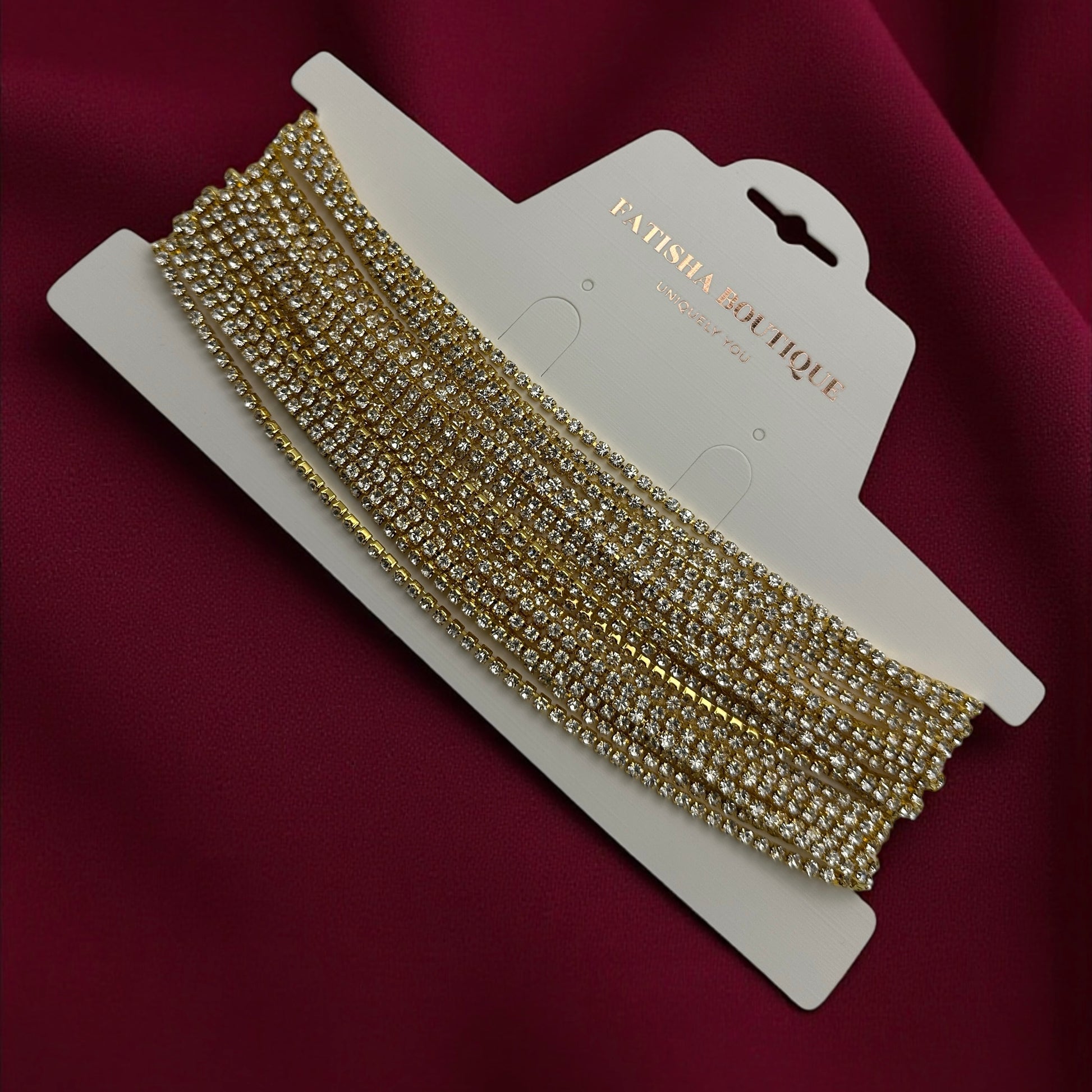 Elegant Rhinestone Layered Statement Choker Necklace – Silver & Gold Options - Fatisha Boutique #