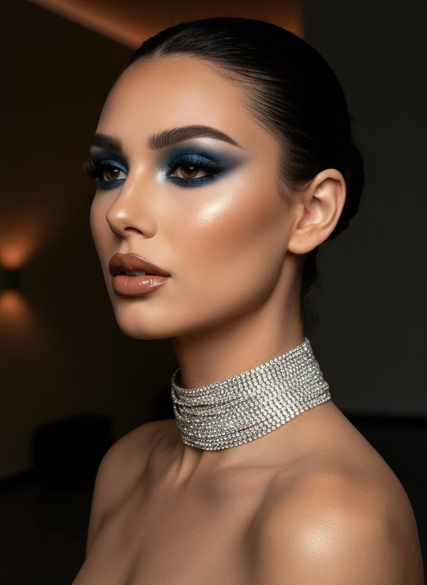 Elegant Rhinestone Layered Statement Choker Necklace – Silver & Gold Options - Fatisha Boutique #