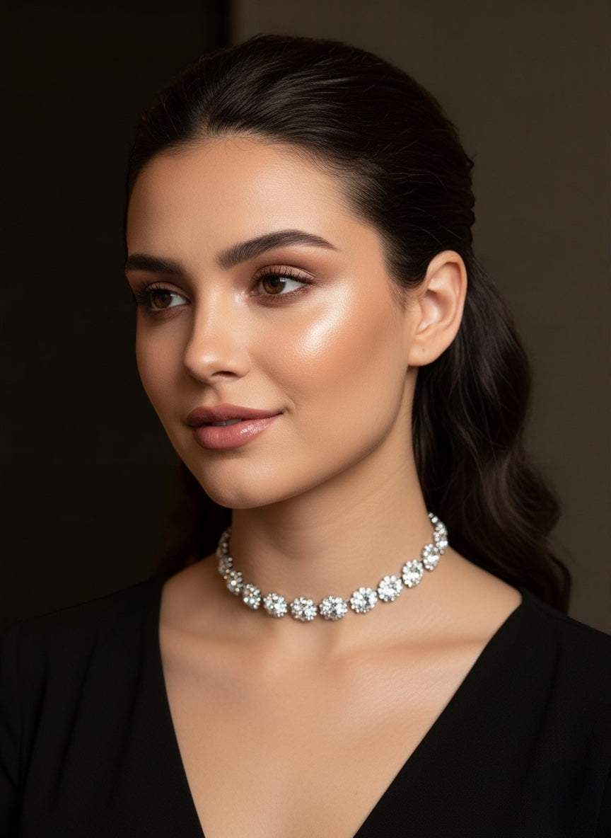 Elegant 1CM Wide Sparkling Rhinestone Choker Necklace – Classic Glam