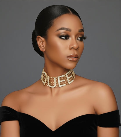 Queen Rhinestone Statement Choker – Bold Luxury Crystal Neckpiece - Fatisha Boutique #