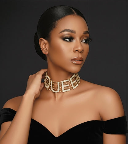 Queen Rhinestone Statement Choker – Bold Luxury Crystal Neckpiece - Fatisha Boutique #
