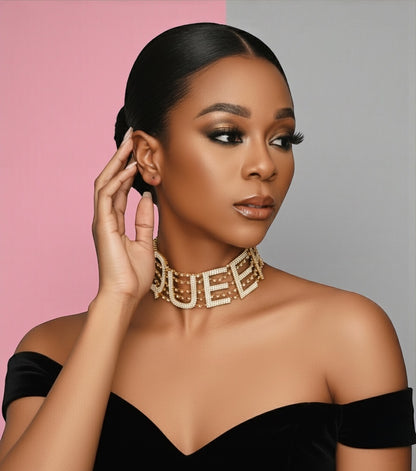 Queen Rhinestone Statement Choker – Bold Luxury Crystal Neckpiece - Fatisha Boutique #