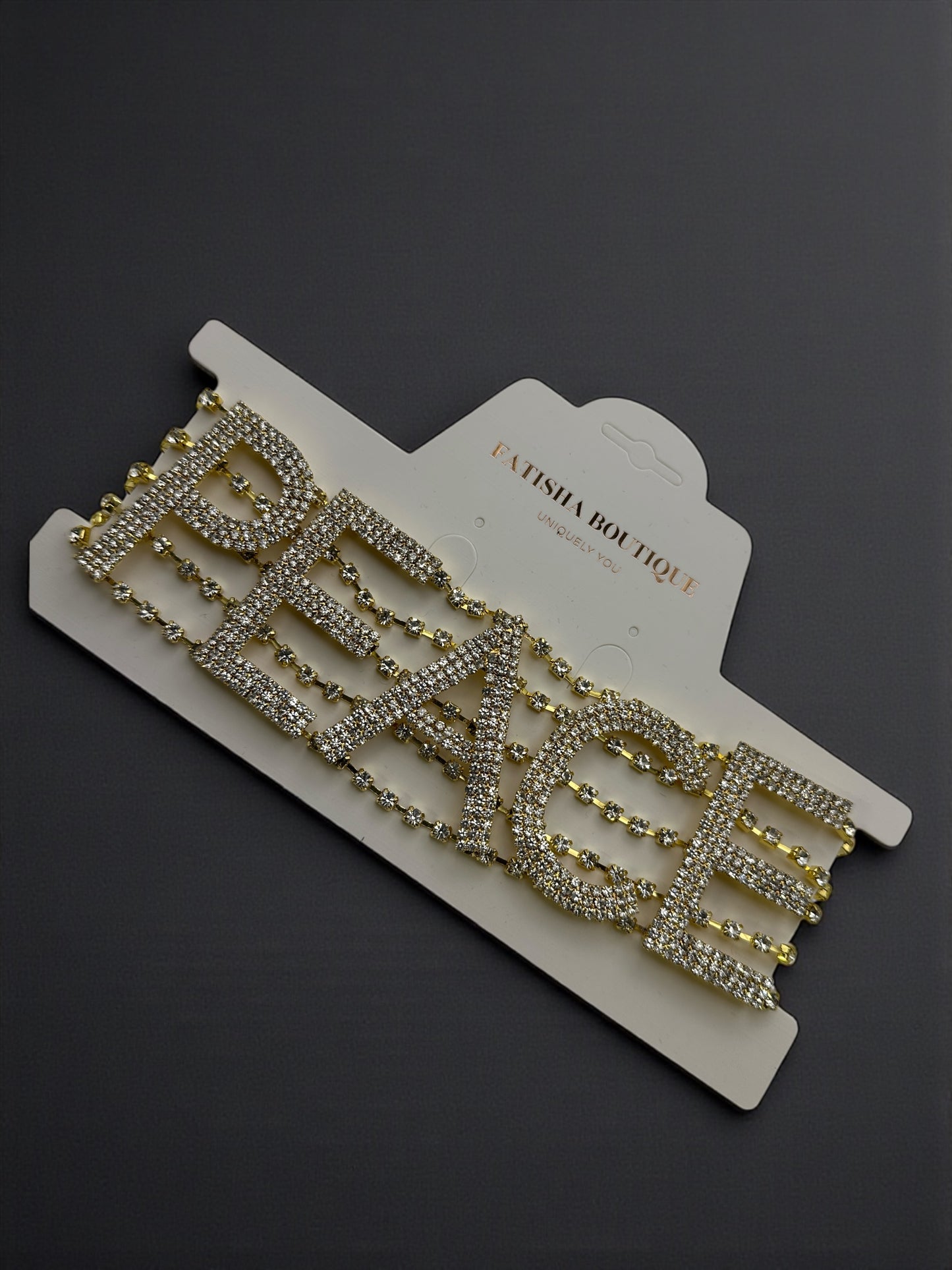 PEACE Rhinestone Statement Choker – Bold Luxury Crystal Neckpiece - Fatisha Boutique #