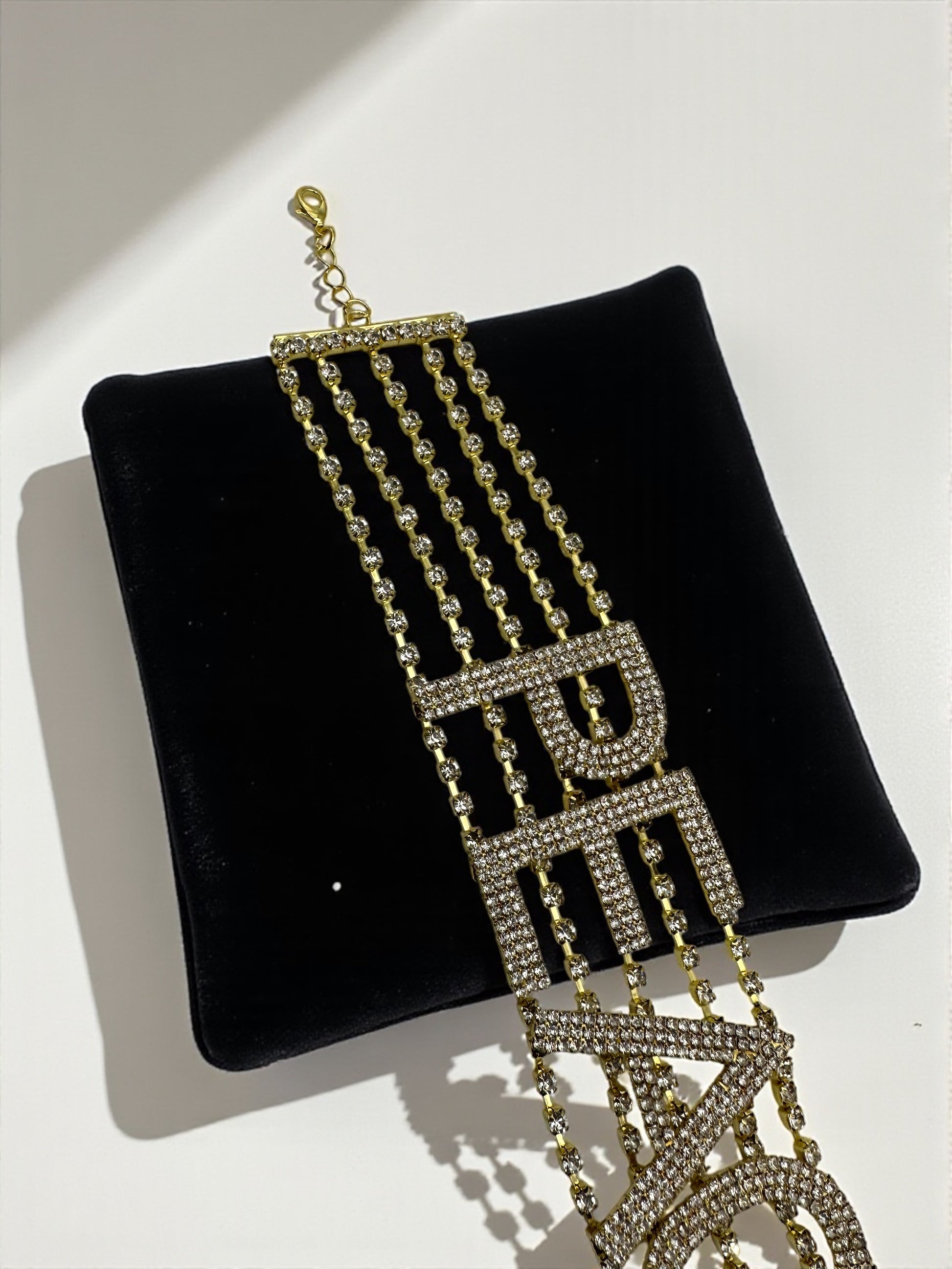 PEACE Rhinestone Statement Choker – Bold Luxury Crystal Neckpiece - Fatisha Boutique #