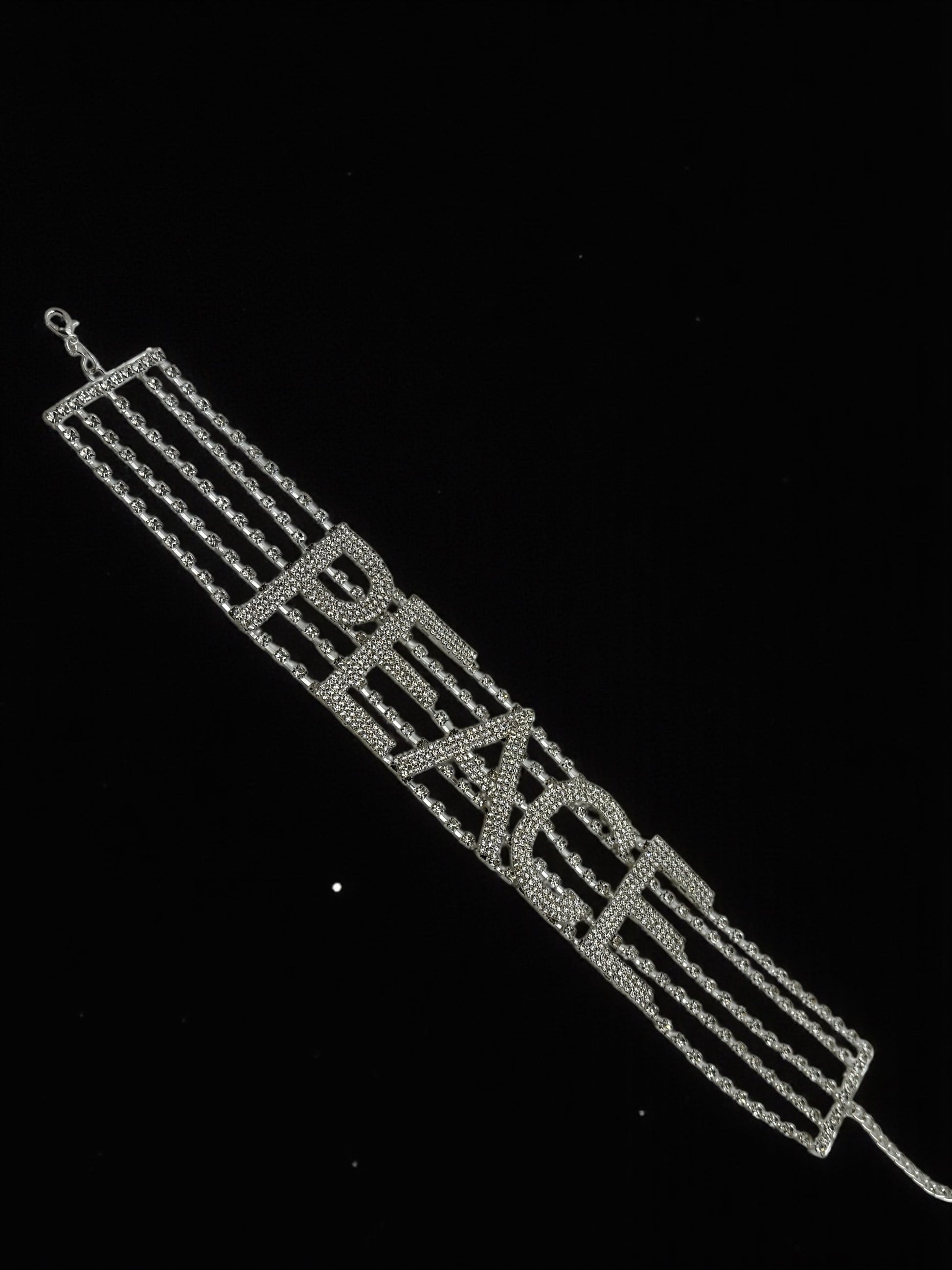 PEACE Rhinestone Statement Choker – Bold Luxury Crystal Neckpiece - Fatisha Boutique #