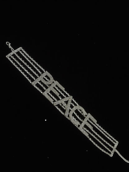PEACE Rhinestone Statement Choker – Bold Luxury Crystal Neckpiece - Fatisha Boutique #
