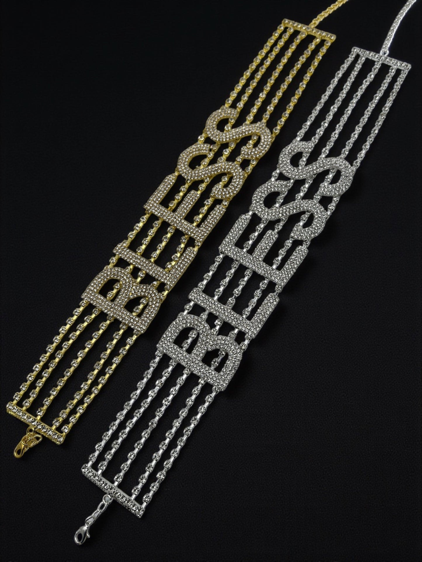 BLESS Rhinestone Statement Choker – Bold Crystal Letter Necklace - Fatisha Boutique #