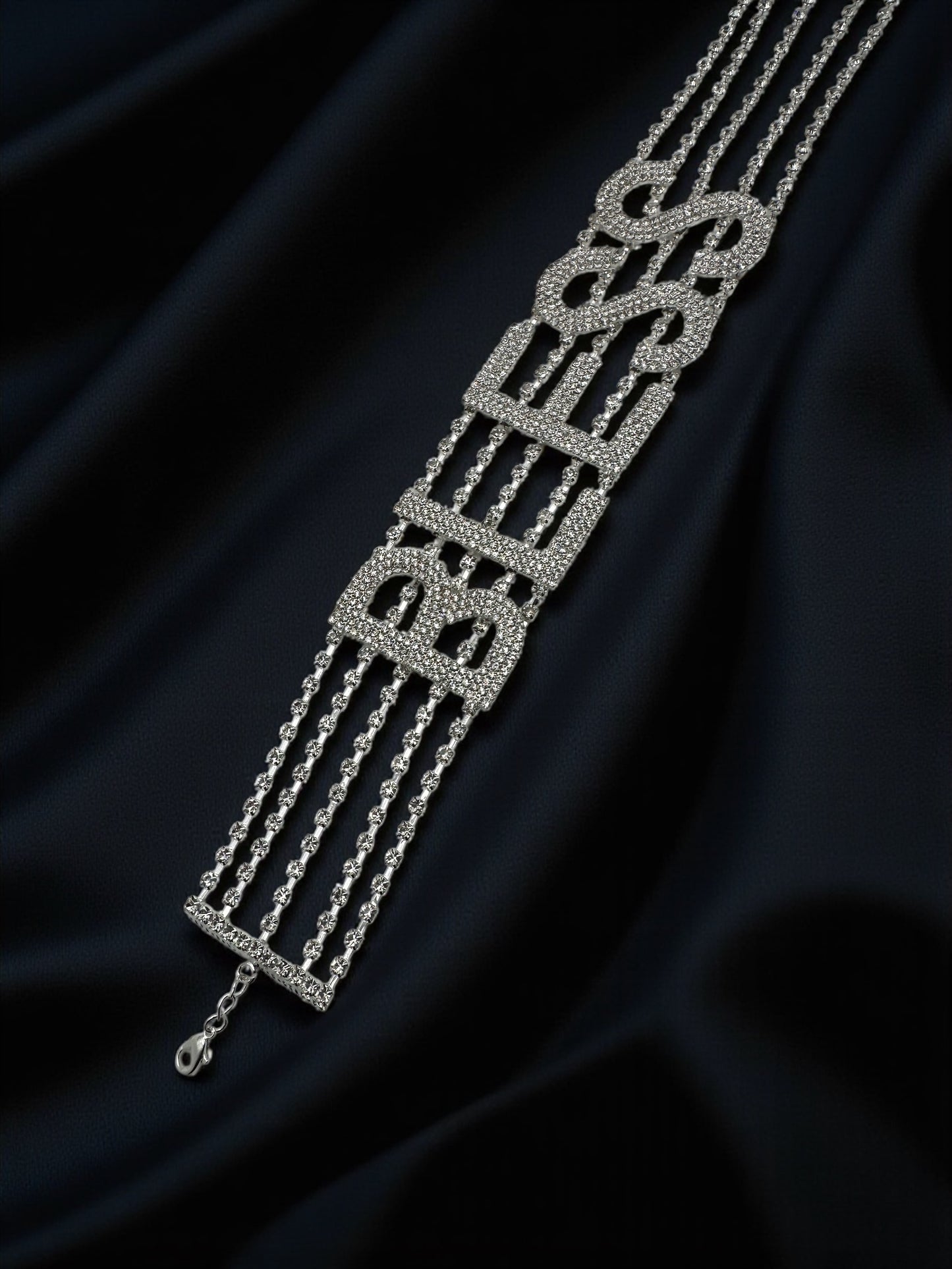BLESS Rhinestone Statement Choker – Bold Crystal Letter Necklace - Fatisha Boutique #