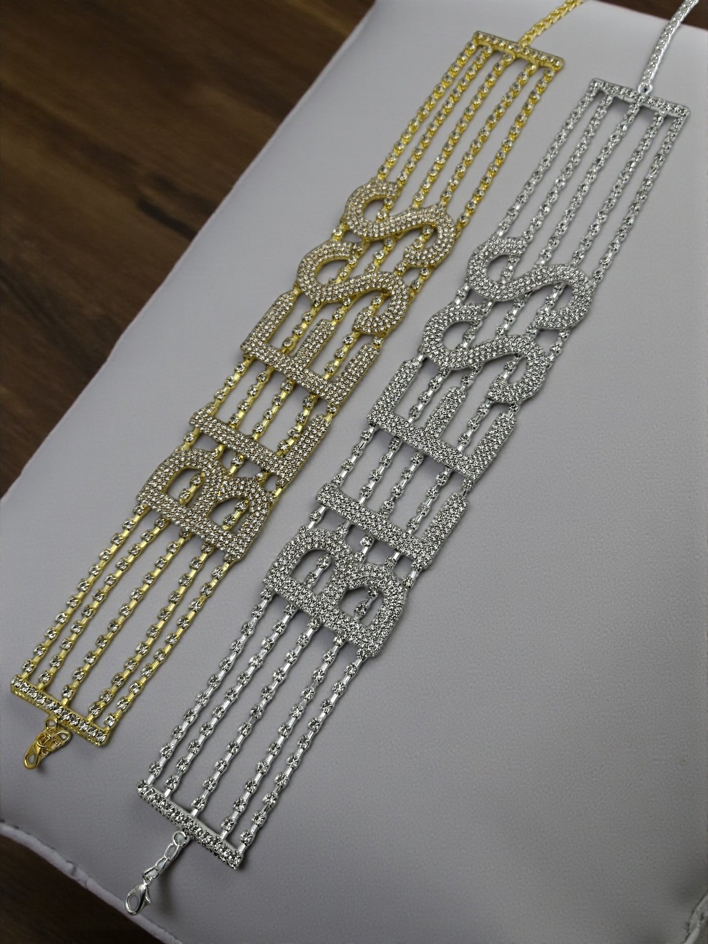 BLESS Rhinestone Statement Choker – Bold Crystal Letter Necklace - Fatisha Boutique #