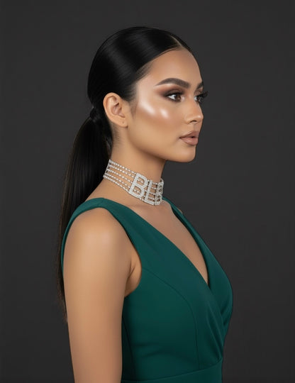 BLESS Rhinestone Statement Choker – Bold Crystal Letter Necklace - Fatisha Boutique #