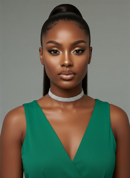 Elegant 1CM Rhinestone Choker Necklace – Gold or Silver Sparkle Glam