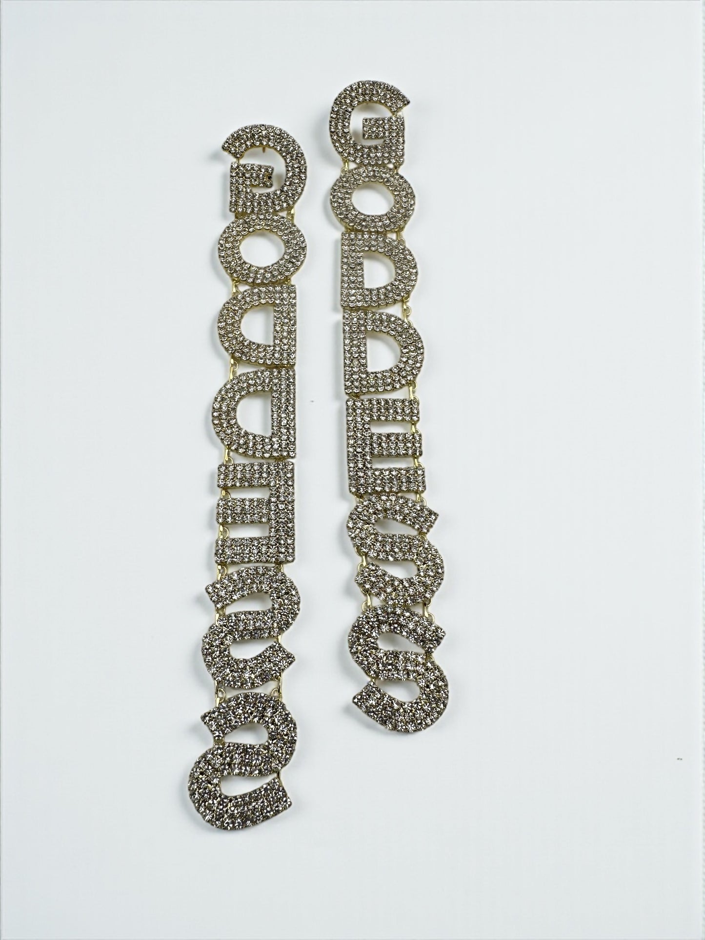 Long Elegant GODDESS Statement Earrings – Rhinestone Drop Luxury - Fatisha Boutique #