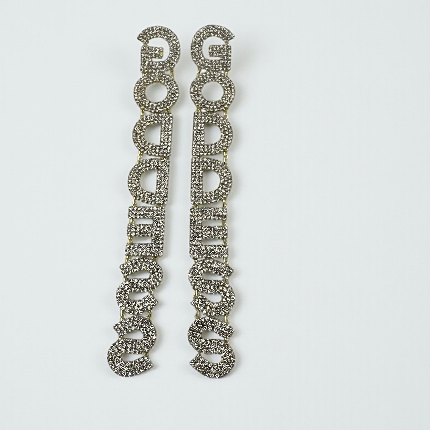 Long Elegant GODDESS Statement Earrings – Rhinestone Drop Luxury - Fatisha Boutique #