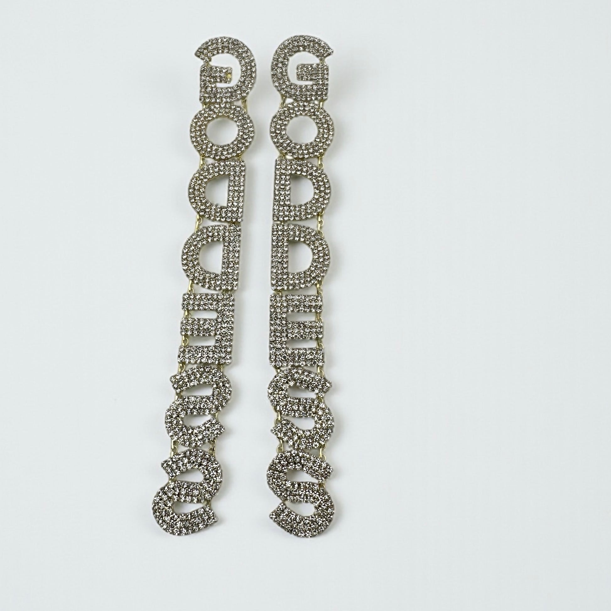 Long Elegant GODDESS Statement Earrings – Rhinestone Drop Luxury - Fatisha Boutique #