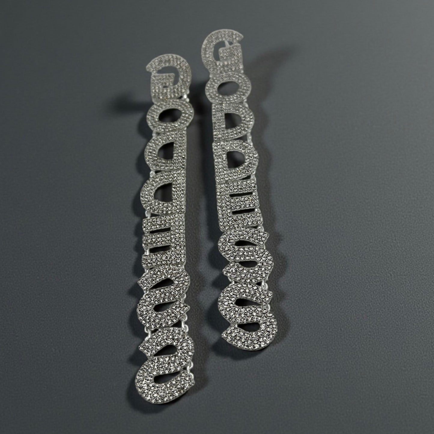 Long Elegant GODDESS Statement Earrings – Rhinestone Drop Luxury - Fatisha Boutique #