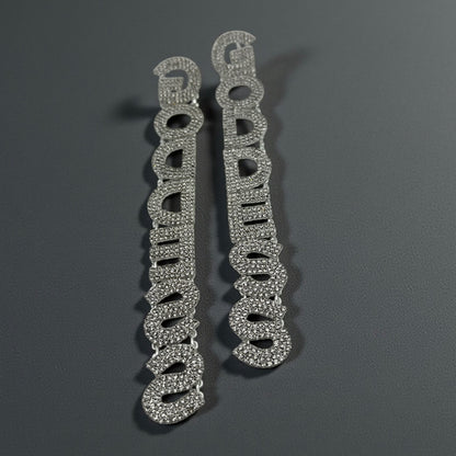 Long Elegant GODDESS Statement Earrings – Rhinestone Drop Luxury - Fatisha Boutique #