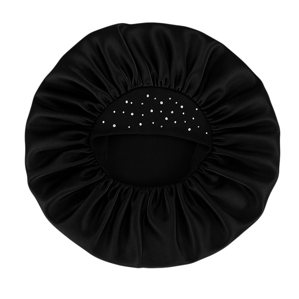 Rhinestone Satin Silk Bonnet Cap – Single Layer Sleep Cap with Stretch Band - Fatisha Boutique #