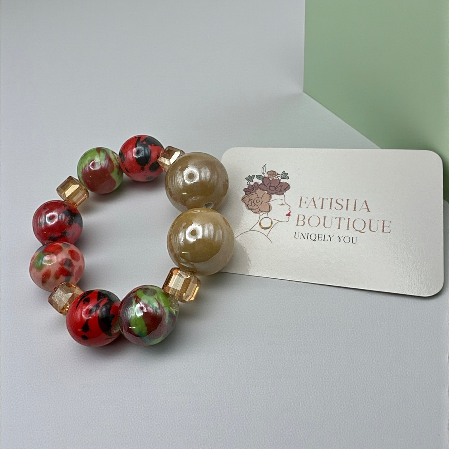 Handcrafted African Beaded Bracelet – Multicolour Stretch Boho Bangle for Women - Fatisha Boutique #