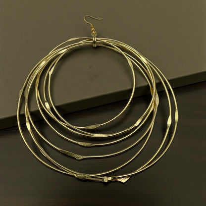 Oversized Afrocentric Multi-Hoop Brass Statement Earrings – Handcrafted Dangle Jewellery - Fatisha Boutique #