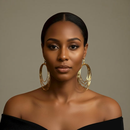 Oversized Afrocentric Multi-Hoop Brass Statement Earrings – Handcrafted Dangle Jewellery - Fatisha Boutique #