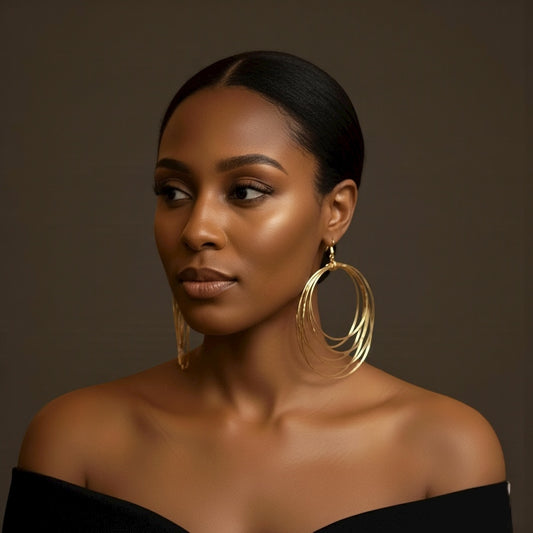 Oversized Afrocentric Multi-Hoop Brass Statement Earrings – Handcrafted Dangle Jewelry