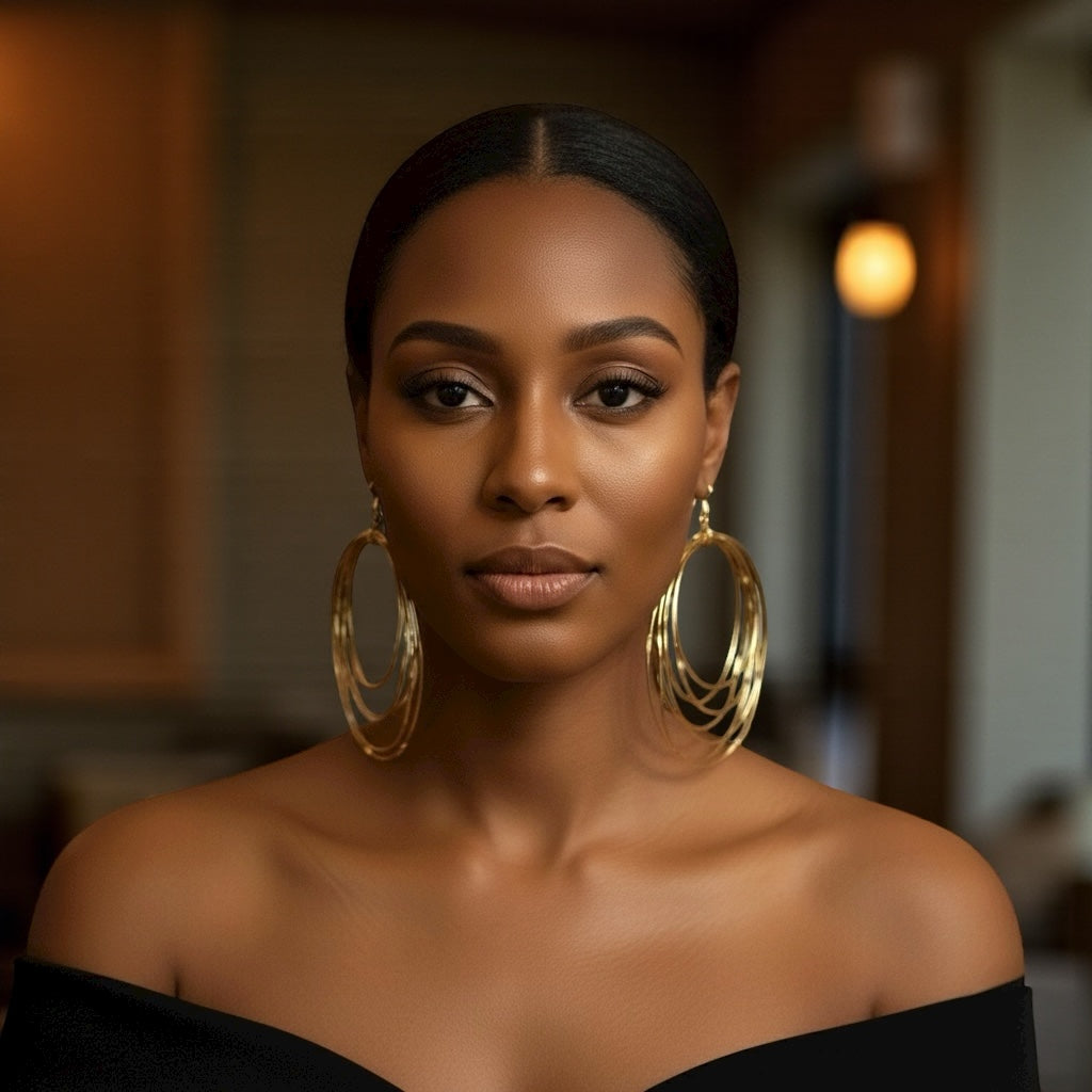 Oversized Afrocentric Multi-Hoop Brass Statement Earrings – Handcrafted Dangle Jewellery - Fatisha Boutique #