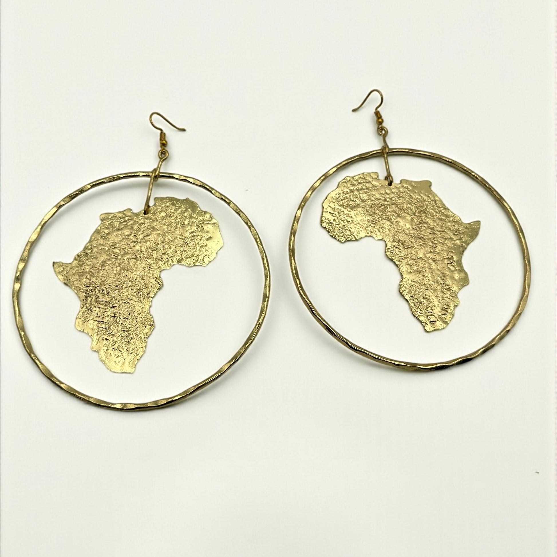 Oversized African Map Earrings – Handcrafted Bold Brass Statement Jewellery - Fatisha Boutique #