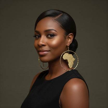 Oversized African Map Earrings – Handcrafted Bold Brass Statement Jewellery - Fatisha Boutique #